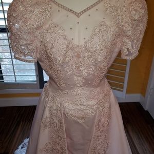 Vintage Gloria Vanderbilt hand dyed pink wedding d
